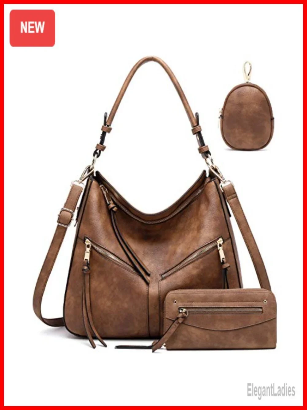 Hobo Bag Faux Leather Shoulder Crossbody Purse Handbag